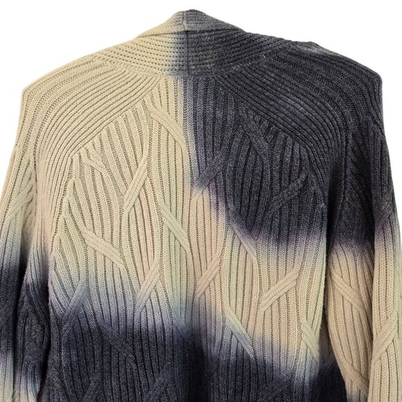 J.Jill Pure Jill Women's Cable Knit Cardigan Open Front Blue Ivory Tie-dye Large - Picture 12 of 16